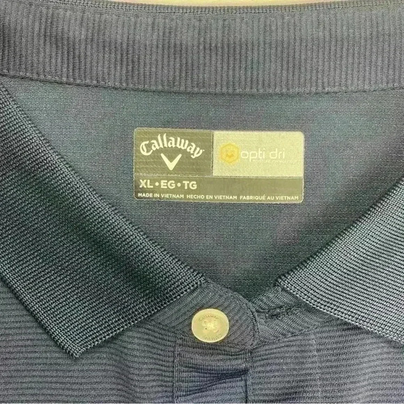 Callaway Polo Shirt XL Navy Blue Opti Dri Golf Performance “South Life” Sleeve - Picture 3 of 9